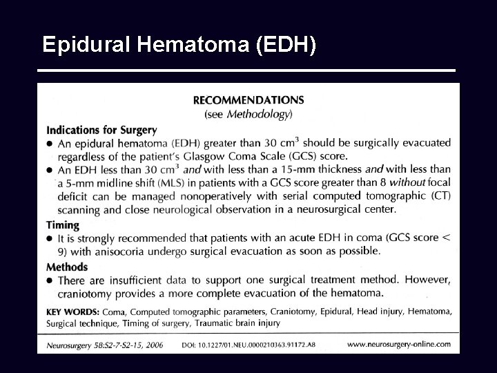 Epidural Hematoma (EDH) 