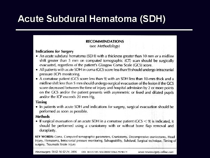 Acute Subdural Hematoma (SDH) 