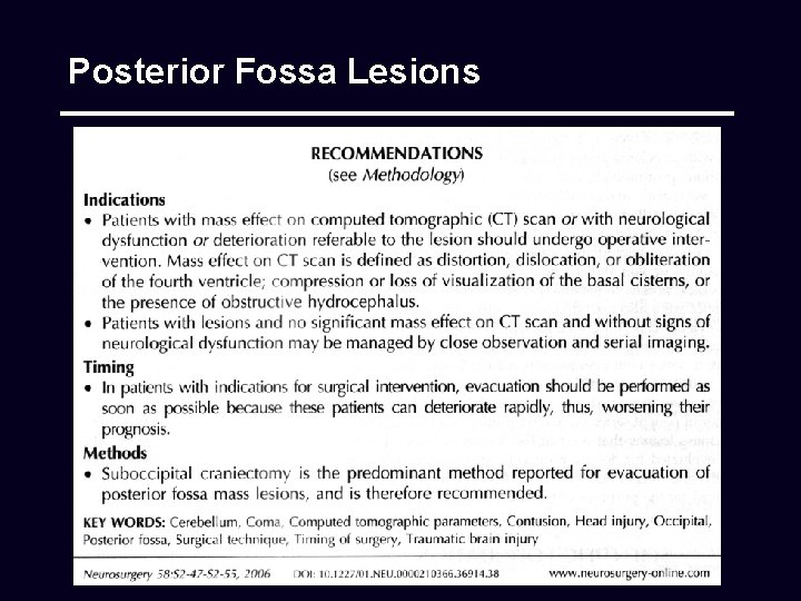 Posterior Fossa Lesions 