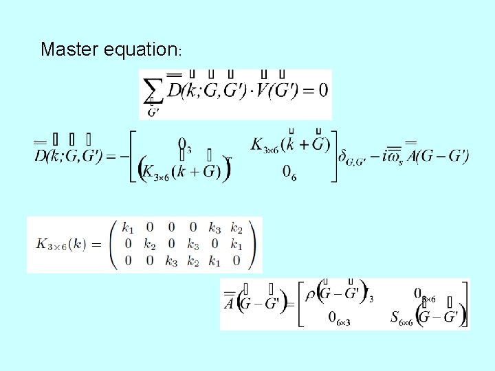 Master equation: 