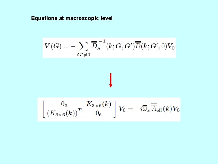 Equations at macroscopic level 