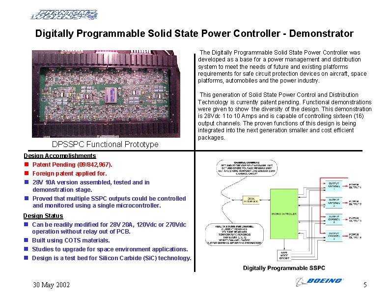 Digitally Programmable Solid State Power Controller - Demonstrator The Digitally Programmable Solid State Power