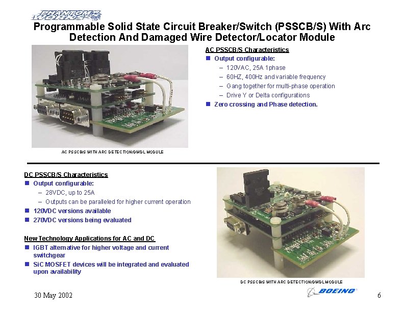 Programmable Solid State Circuit Breaker/Switch (PSSCB/S) With Arc Detection And Damaged Wire Detector/Locator Module