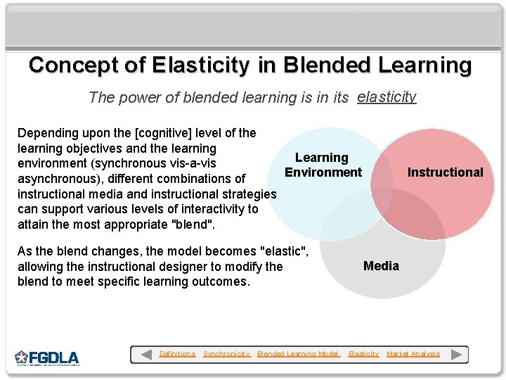 Concept of Elasticity in Blended Learning The power of blended learning is in its