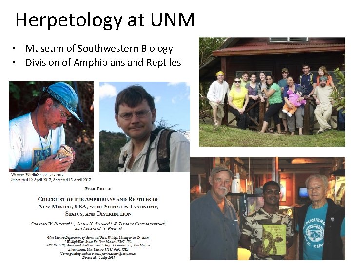 Herpetology at UNM • Museum of Southwestern Biology • Division of Amphibians and Reptiles