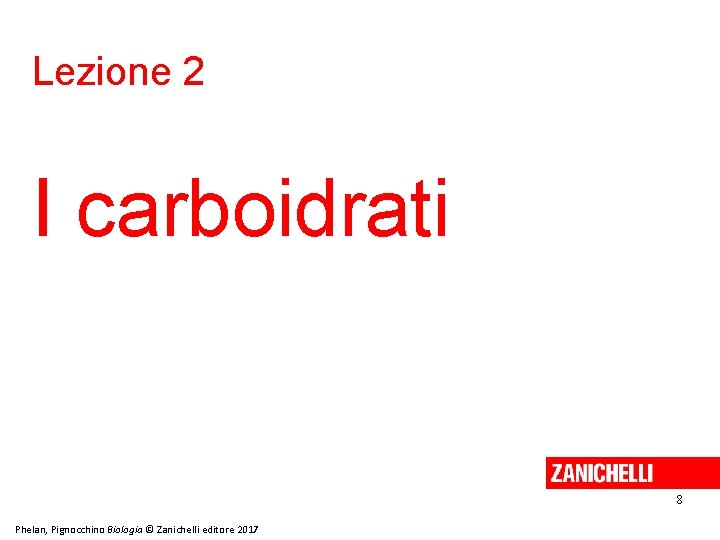 Lezione 2 I carboidrati 8 Phelan, Pignocchino Biologia © Zanichelli editore 2017 