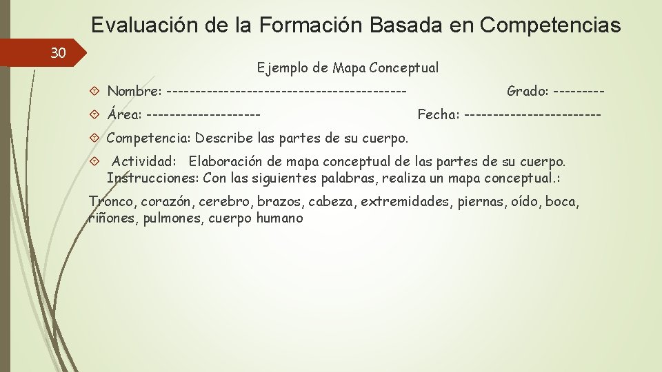 Evaluación de la Formación Basada en Competencias 30 Ejemplo de Mapa Conceptual Nombre: ---------------------