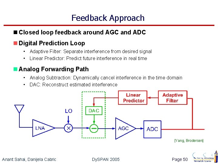 Feedback Approach n Closed loop feedback around AGC and ADC n Digital Prediction Loop