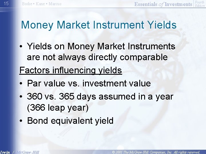 15 Bodie • Kane • Marcus Essentials of Investments Fourth Edition Money Market Instrument
