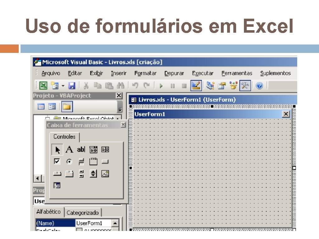 Uso de formulários em Excel 