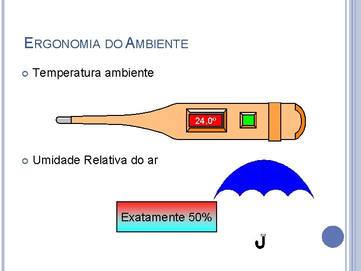 ERGONOMIA DO AMBIENTE Temperatura ambiente 24, 0º 23, 0º 22, 0º 21, 0º 20,