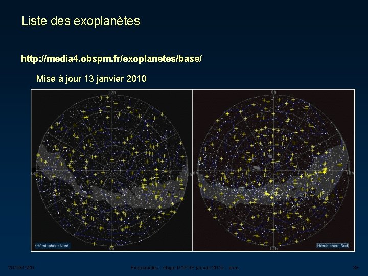 Liste des exoplanètes http: //media 4. obspm. fr/exoplanetes/base/ Mise à jour 13 janvier 2010/01/20