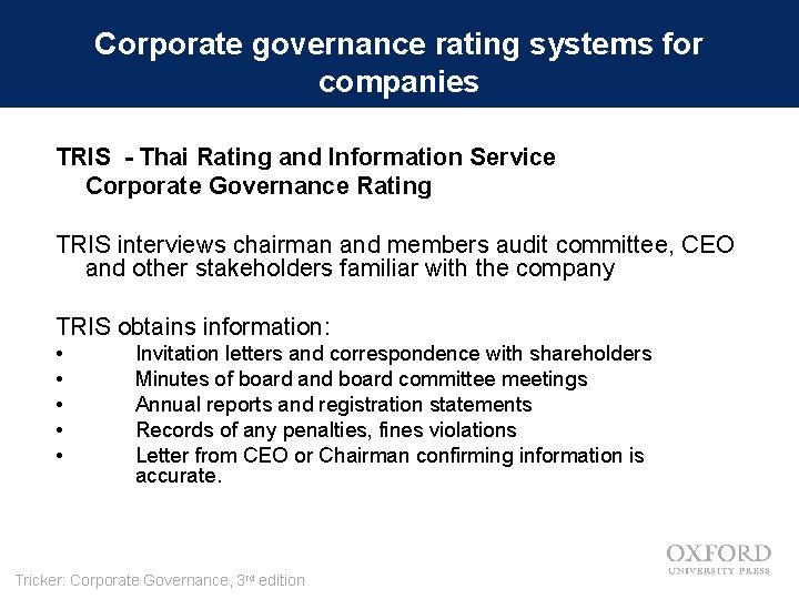 Corporate governance rating systems for companies TRIS - Thai Rating and Information Service Corporate