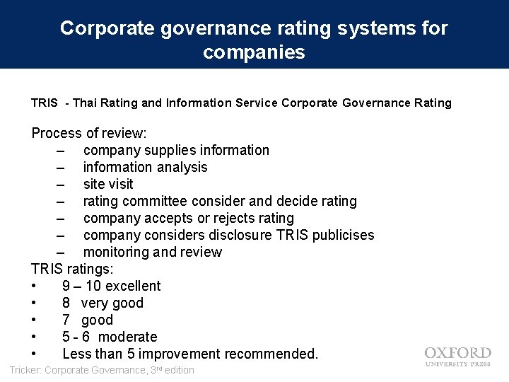 Corporate governance rating systems for companies TRIS - Thai Rating and Information Service Corporate