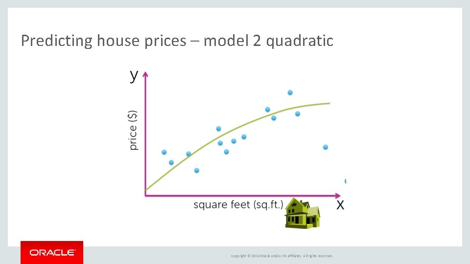 Predicting house prices – model 2 quadratic Copyright © 2016 Oracle and/or its affiliates.