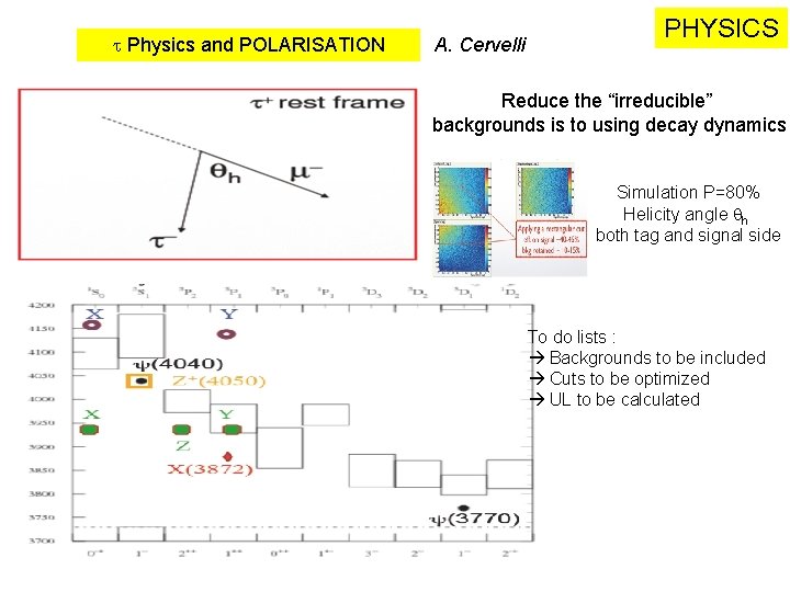 t Physics and POLARISATION A. Cervelli PHYSICS Reduce the “irreducible” backgrounds is to using