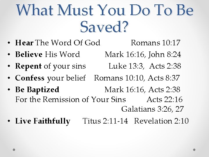 What Must You Do To Be Saved? Hear The Word Of God Romans 10: