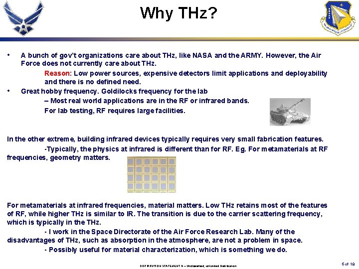 Why THz? • • A bunch of gov’t organizations care about THz, like NASA