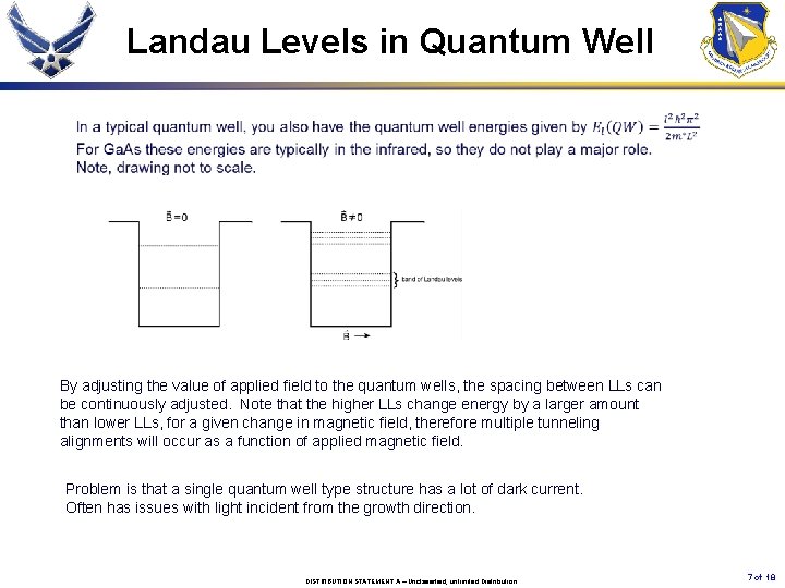 Landau Levels in Quantum Well By adjusting the value of applied field to the