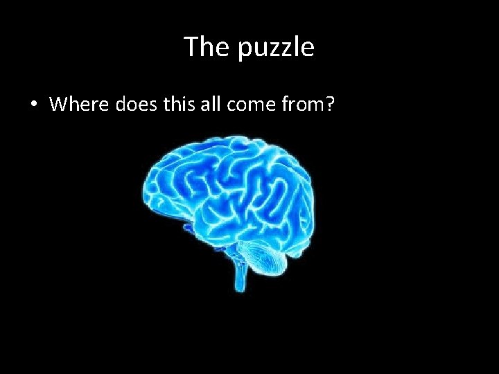 The puzzle • Where does this all come from? 