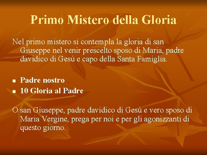 Rosario breve In onore di San Giuseppe Misteri