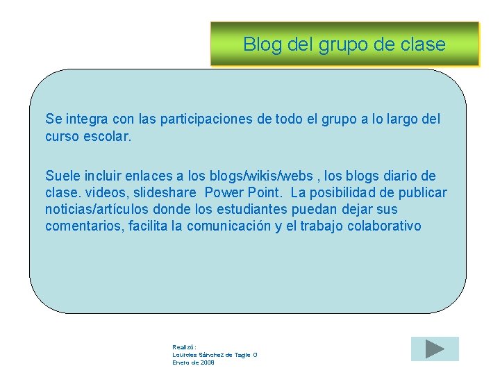 Blog del grupo de clase Se integra con las participaciones de todo el grupo