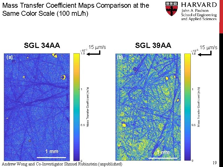 Mass Transfer Coefficient Maps Comparison at the Same Color Scale (100 m. L/h) SGL