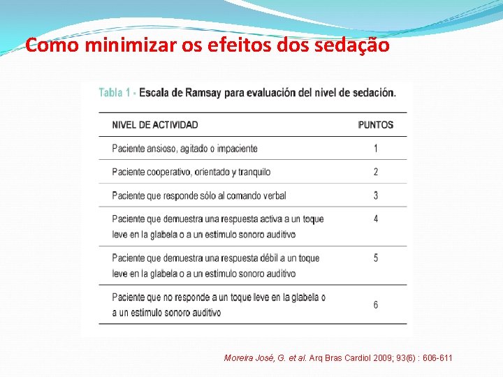 Como minimizar os efeitos dos sedação Moreira José, G. et al. Arq Bras Cardiol