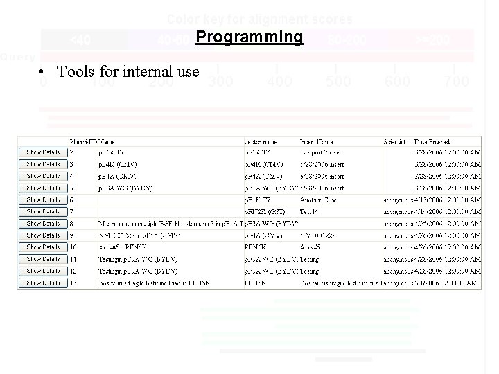 Programming • Tools for internal use 