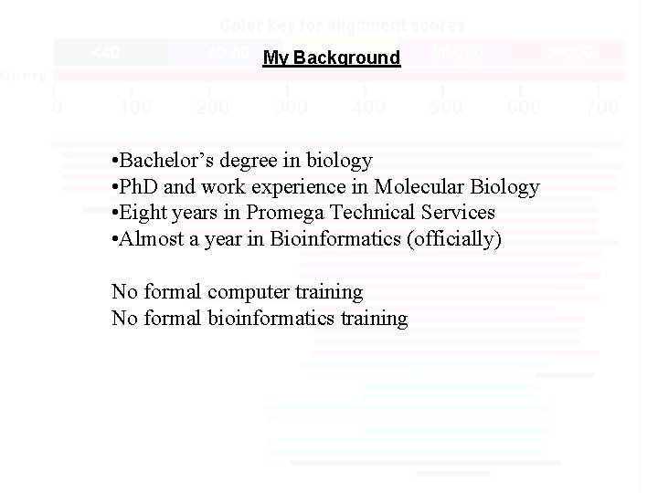 My Background • Bachelor’s degree in biology • Ph. D and work experience in