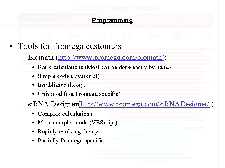 Programming • Tools for Promega customers – Biomath (http: //www. promega. com/biomath/) • •