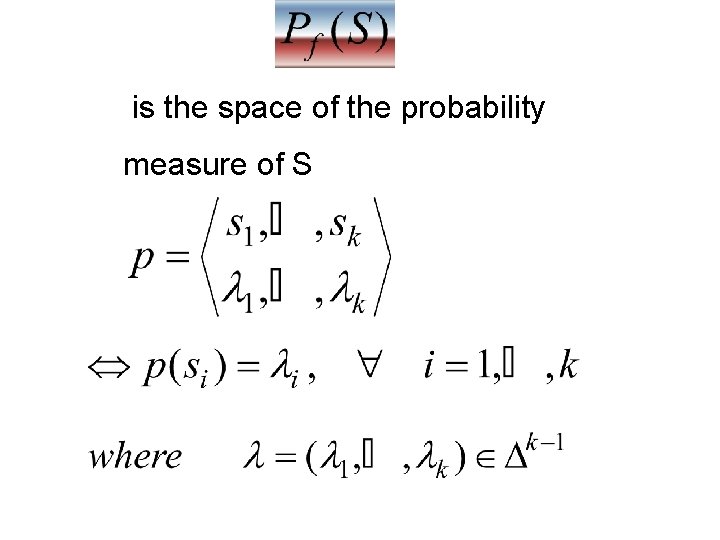 is the space of the probability measure of S 