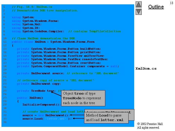 1 // Fig. 18. 8: Xml. Dom. cs 2 // Demonstrates DOM tree manipulation.