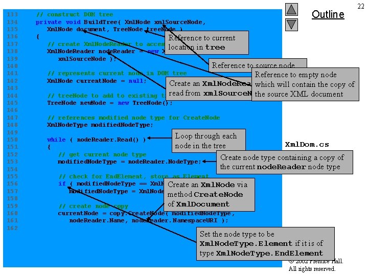 Outline 133 // construct DOM tree 134 private void Build. Tree( Xml. Node xml.