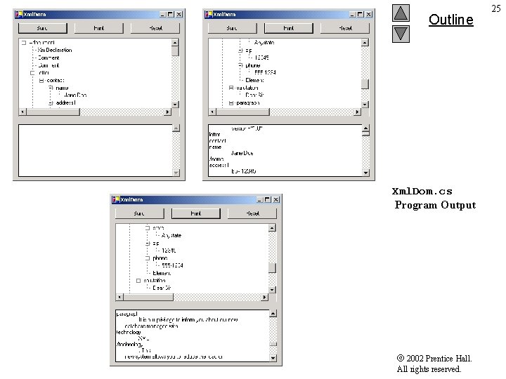 Outline Xml. Dom. cs Program Output 2002 Prentice Hall. All rights reserved. 25 