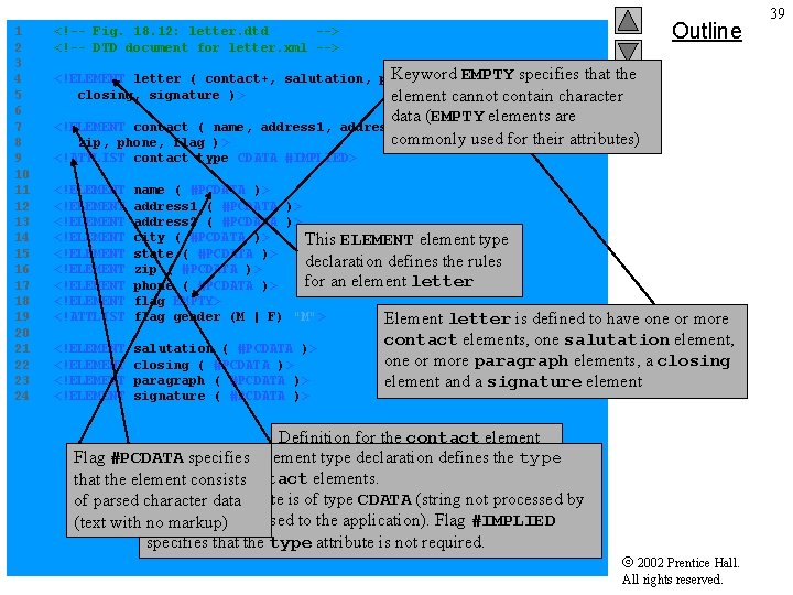 Outline 1 <!-- Fig. 18. 12: letter. dtd --> 2 <!-- DTD document for