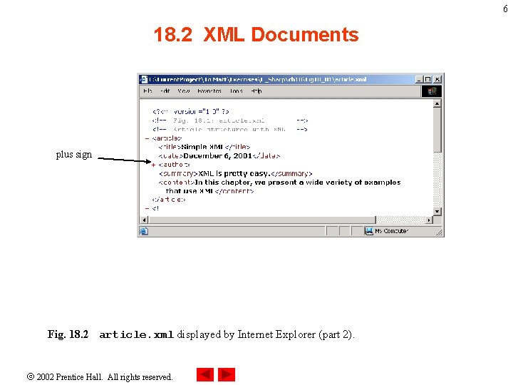 6 18. 2 XML Documents plus sign Fig. 18. 2 article. xml displayed by