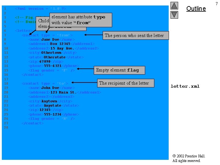 1 <? xml version = "1. 0"? > 2 element has attribute type 3
