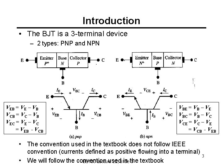 Introduction • The BJT is a 3 -terminal device – 2 types: PNP and