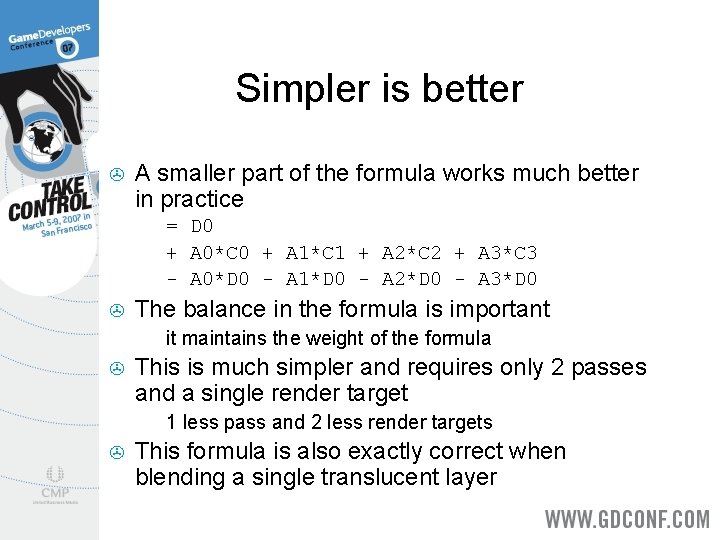 Simpler is better > A smaller part of the formula works much better in