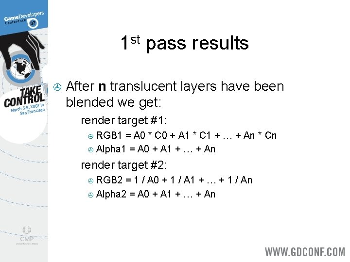 1 st pass results > After n translucent layers have been blended we get: