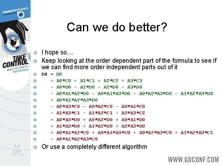 Can we do better? > > I hope so… Keep looking at the order