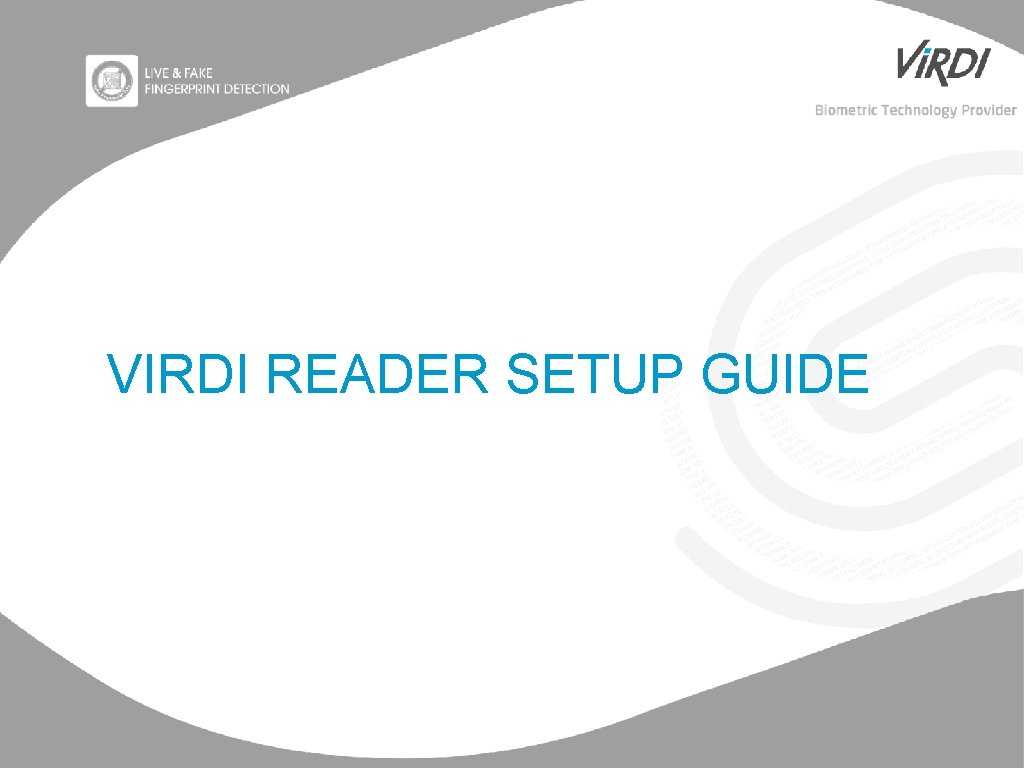 VIRDI READER SETUP GUIDE http: //www. facebook. com/VIRDIKOREA www. virditech. com 