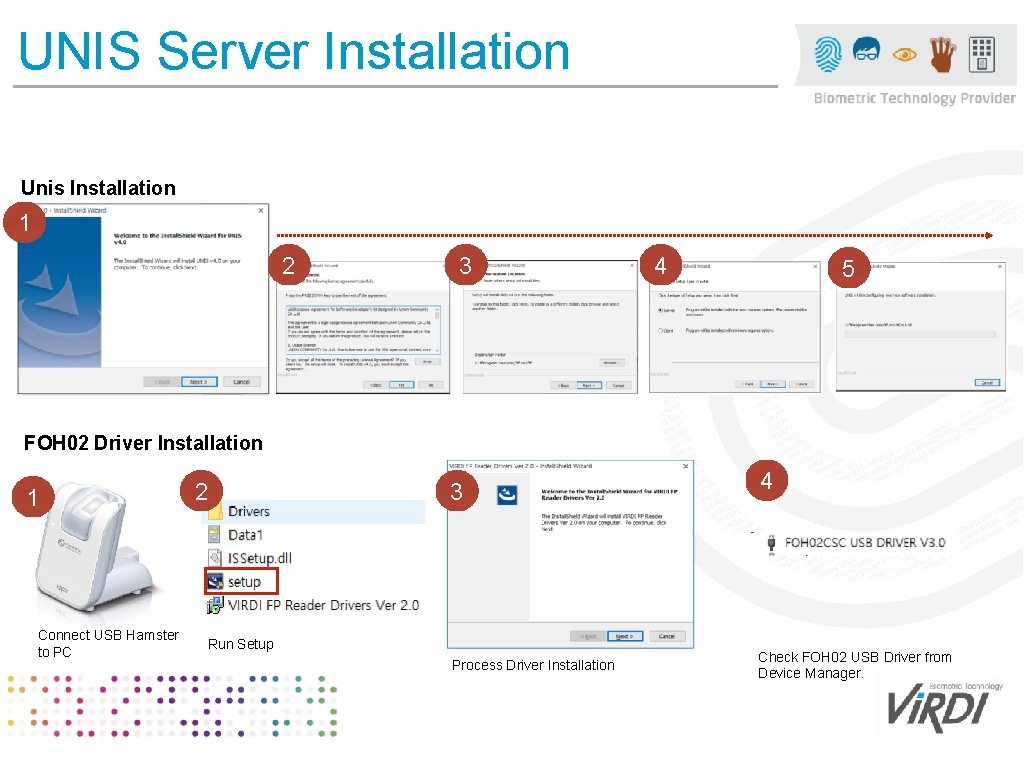 UNIS Server Installation Unis Installation 1 2 3 4 5 FOH 02 Driver Installation