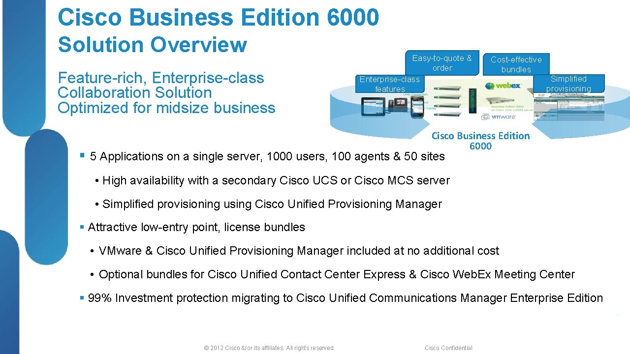 Cisco Business Edition 6000 Solution Overview Feature-rich, Enterprise-class Collaboration Solution Optimized for midsize business