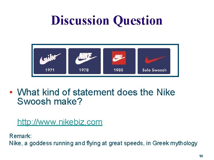 Discussion Question • What kind of statement does the Nike Swoosh make? http: //www.
