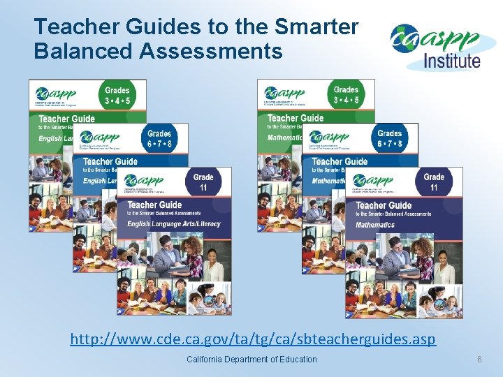 Teacher Guides to the Smarter Balanced Assessments http: //www. cde. ca. gov/ta/tg/ca/sbteacherguides. asp California