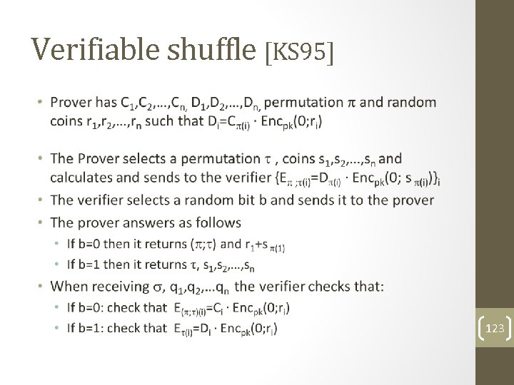 Verifiable shuffle [KS 95] • 123 