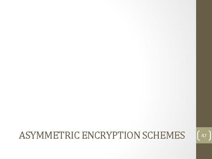 ASYMMETRIC ENCRYPTION SCHEMES 47 