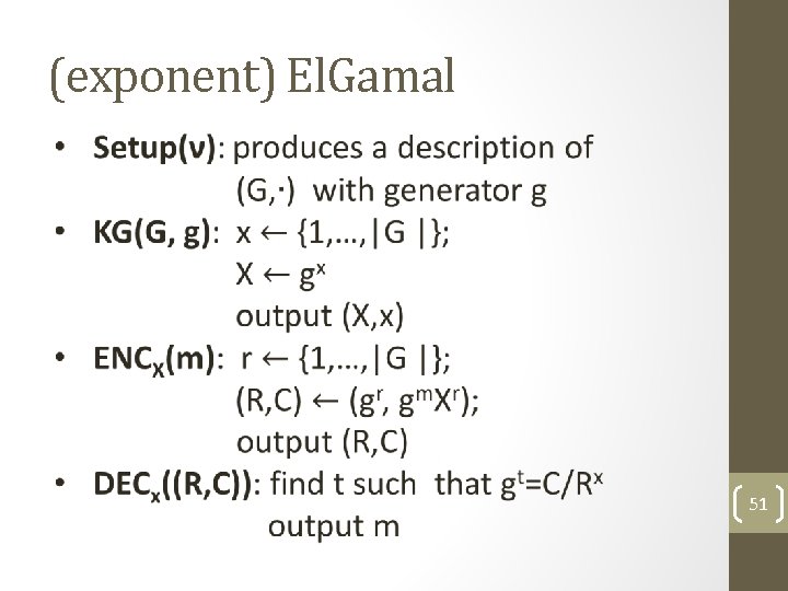 (exponent) El. Gamal 51 